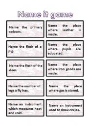  name it game cards - very interesting + get students thinking :) 4th part