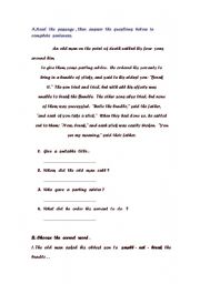 English worksheet: reading