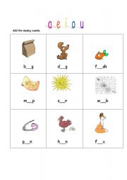 English Worksheet: Vowels