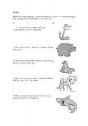 English Worksheet: Descriptions of animals