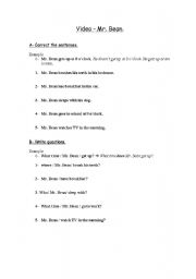 English worksheet: Mr. Bean at the dentist