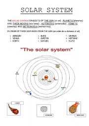 English Worksheet: THE SOLAR SYSTEM