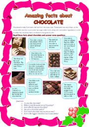 English Worksheet: Amazing facts about chocolate
