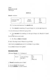 English worksheet: should and have to