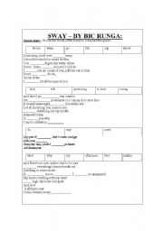 English worksheet: SWAY - By Bic Runga (song)