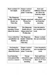 English worksheet: P=ast simple bingo game