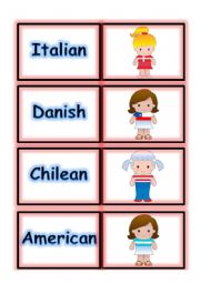 English Worksheet:  DOMINOES - NATIONALITY - PART 3 OF 5 (03.08.08)