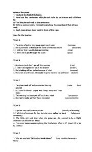 English Worksheet: Phrasal Verb Game