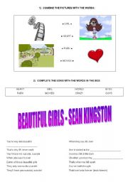 English Worksheet: SONG - BEAUTIFUL GIRLS