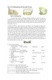 English Worksheet: reading in past tense