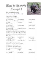 English worksheet: What in the world is a tapir?