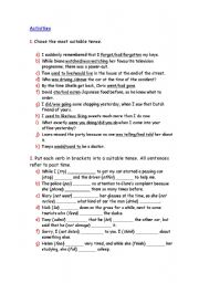 English Worksheet: Past Simple and Past Progressive