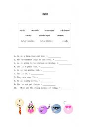 English worksheet: Ages