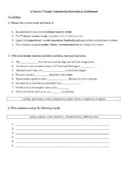 English Worksheet: Exam for  the 7th grade