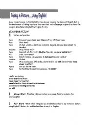 English Worksheet: Taking Pictures - using English