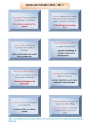 English Worksheet: IDIOM CARDS 