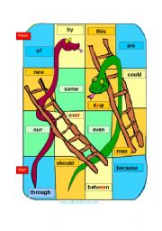 English Worksheet: snake ladder