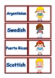 English Worksheet:  DOMINOES - NATIONALITY - PART 4 OF 5  (04.08.08)