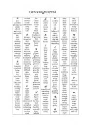 English Worksheet: List of Adjectives