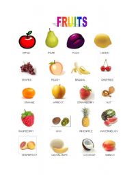 English Worksheet: FRUITS