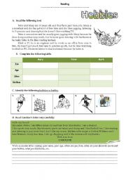 English Worksheet: Hobbies 3/8/08