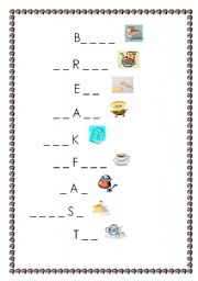 English Worksheet: Breakfast Crosswrod