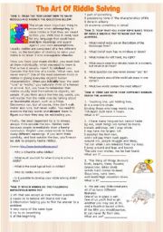 English Worksheet: The Art of Riddle Solving