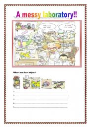 English Worksheet: A messy Laboratory!! 3-8-08