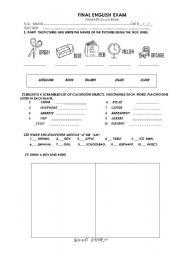 English worksheet: colors ,classroom objects, article A nd AN