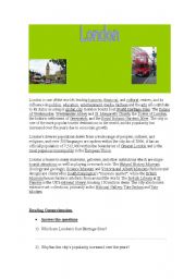 English Worksheet: Reading Comprehension with London- aug.3rd,2008