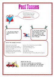 English Worksheet: GRAMMARMAN explains the past tenses 05.08.08