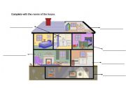 English Worksheet: Rooms in the house