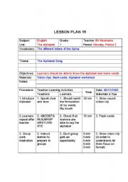 English Worksheet: Alphabet Lesson plan