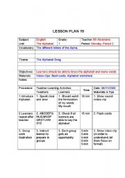 Alphabet Lesson plan