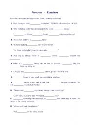 English Worksheet: Pronouns