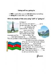 English Worksheet: Will vs. Going to