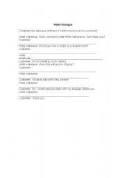 English worksheet: Hotel dialogue