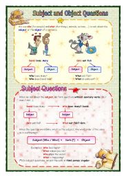 English Worksheet: Subject and object questions guide (05.08.08)