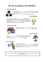 English Worksheet: If you are green you should...