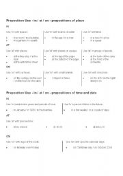 IN, AT and ON Prepositions of Place and Time