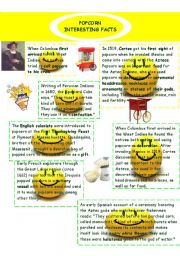 English Worksheet: POPCORN INTERESTING FACTS (05.08.08)