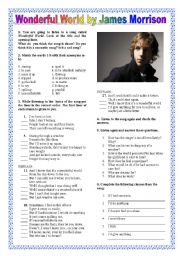 English Worksheet: Song: Wonderful World by James Morrison