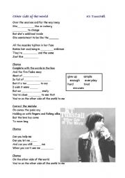 English Worksheet: Songs exercise: Other side of the world _Kt Tunstall