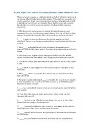 English Worksheet: Comments to assess Students effort and attitude