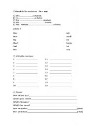 English worksheet: Numbers and ages