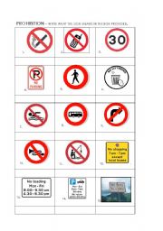 English Worksheet: Prohibition - signs activity (with TL and context provided)