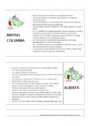 English Worksheet: Canadian Provinces - Facts Handout 1/3