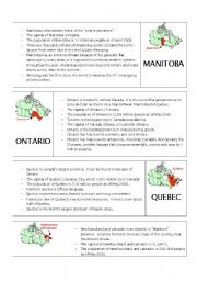 English Worksheet: Handout of Canadian Provinces and Territories 2/3