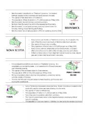 English Worksheet: Handout of Canadian Provinces and Territories 3/3
