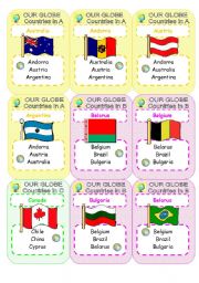 English Worksheet: Our Globe - a card game part 1